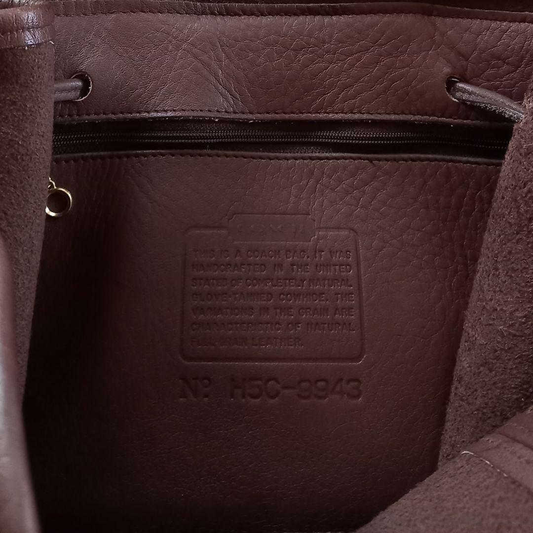 良品 90s Old COACH レザーリュック 本革 USA製 こげ茶 巾着