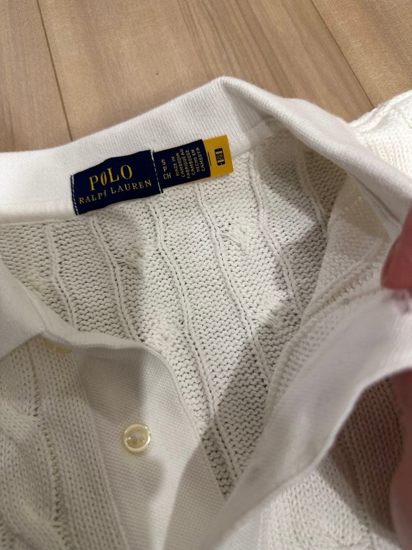 ラルフローレン ポニー刺繍 ケーブルニット ポロシャツ 白　s