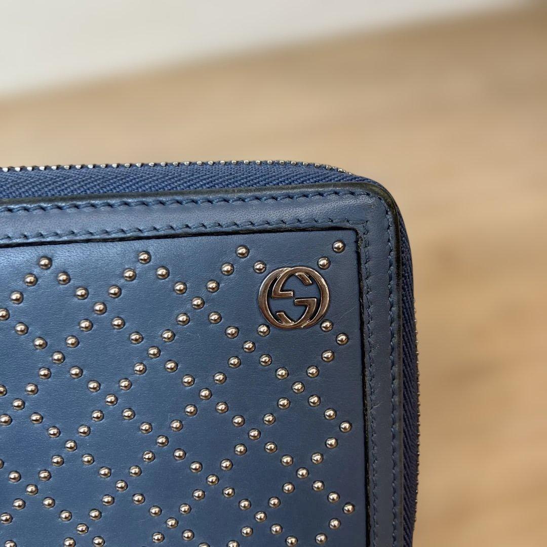 GUCCI グッチ ディアマンテ スタッズ付き 長財布 ラウンドジップ