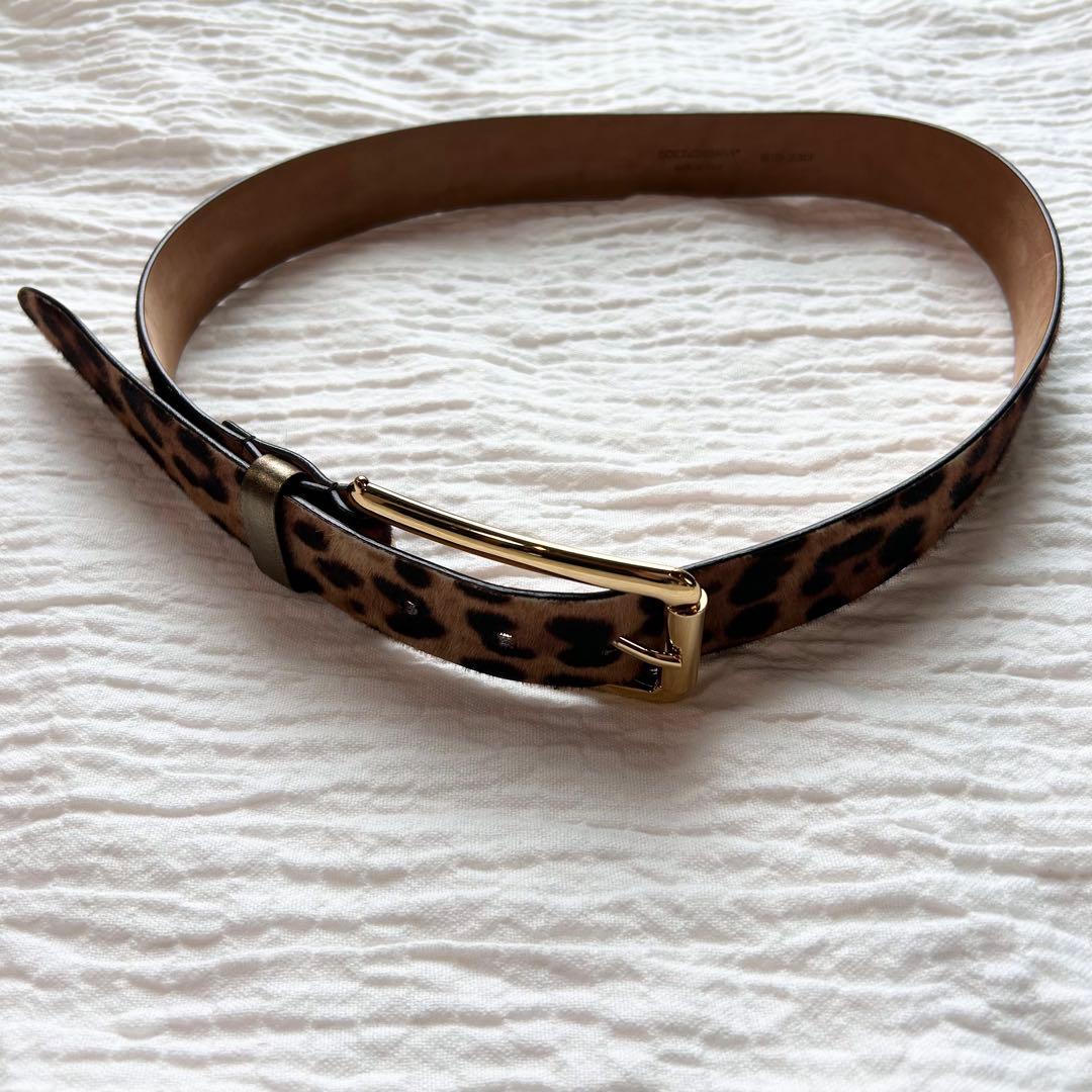 【超希少✨️ DOLCE&GABBANA】 ハラコ レオパード ゴールド ベルト