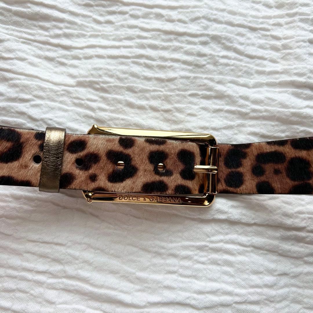 【超希少✨️ DOLCE&GABBANA】 ハラコ レオパード ゴールド ベルト