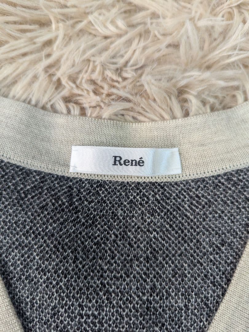 Rene ルネ ニットワンピース ノースリーブ ひざ丈ワンピース 総柄 日本製