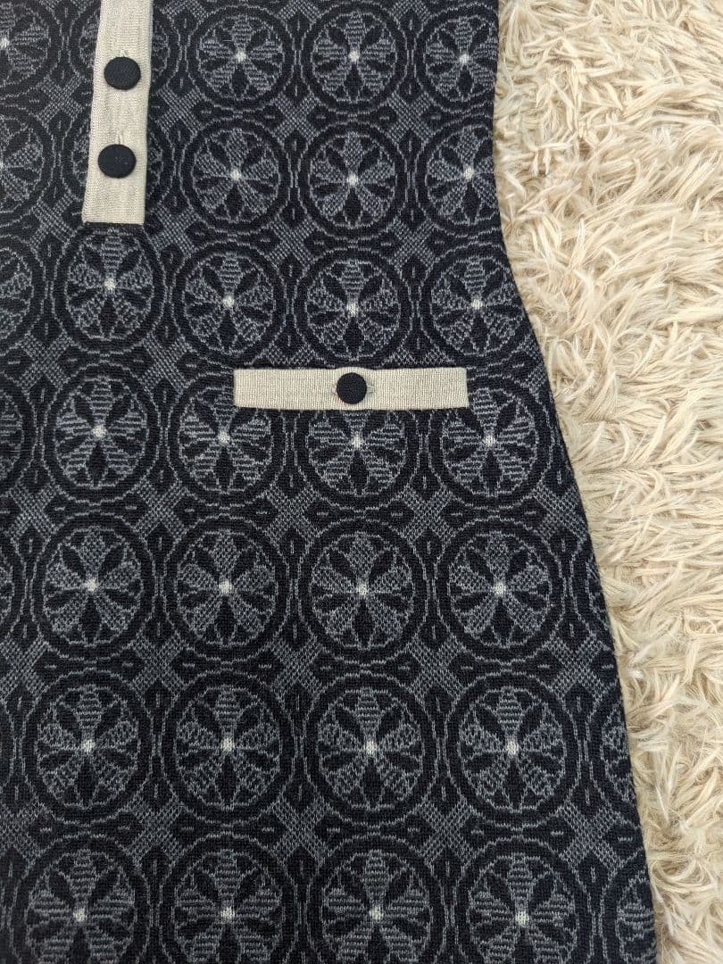 Rene ルネ ニットワンピース ノースリーブ ひざ丈ワンピース 総柄 日本製