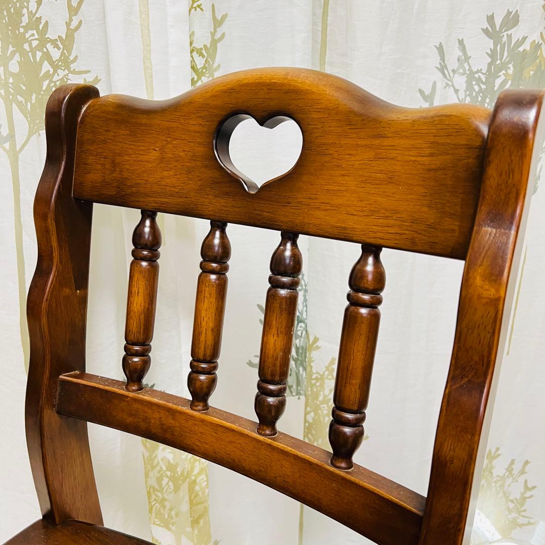 【希少美品】ナガノインテリア 天然木 椅子 ハートマーク ダイニングチェアa