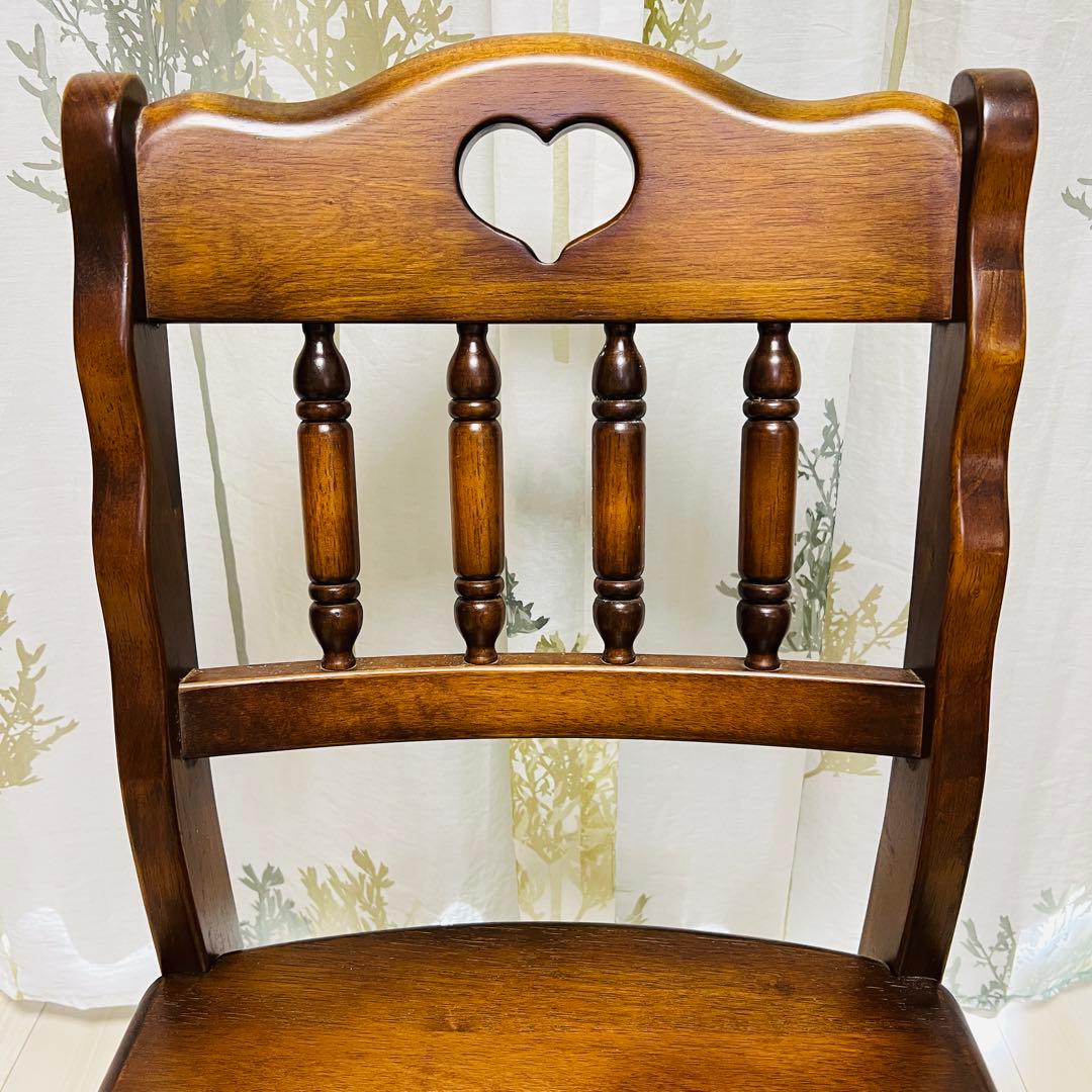 【希少美品】ナガノインテリア 天然木 椅子 ハートマーク ダイニングチェアa