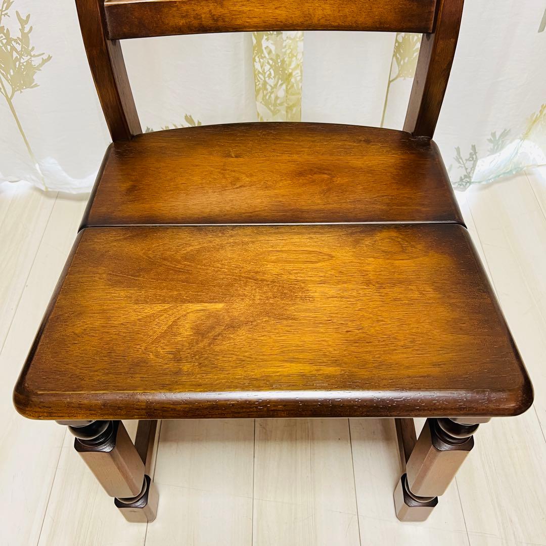 【希少美品】ナガノインテリア 天然木 椅子 ハートマーク ダイニングチェアa