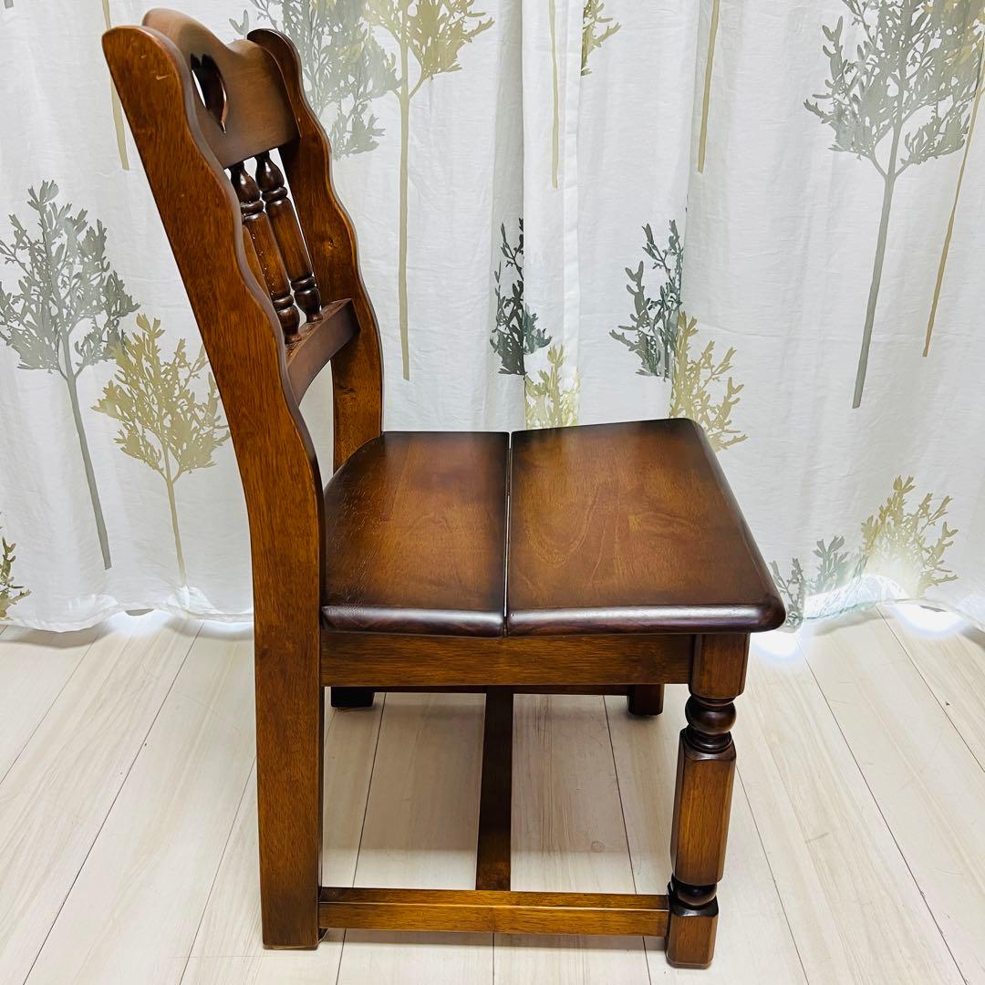 【希少美品】ナガノインテリア 天然木 椅子 ハートマーク ダイニングチェアa