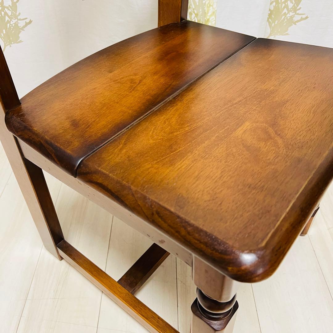 【希少美品】ナガノインテリア 天然木 椅子 ハートマーク ダイニングチェアa