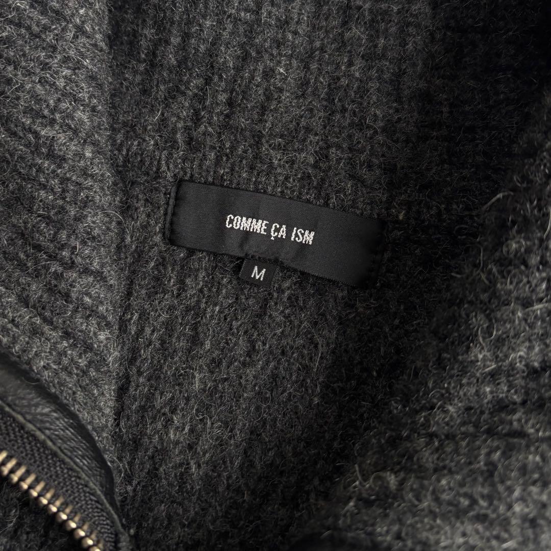 00s COMME CA ISM wool drivers knit レザー切替
