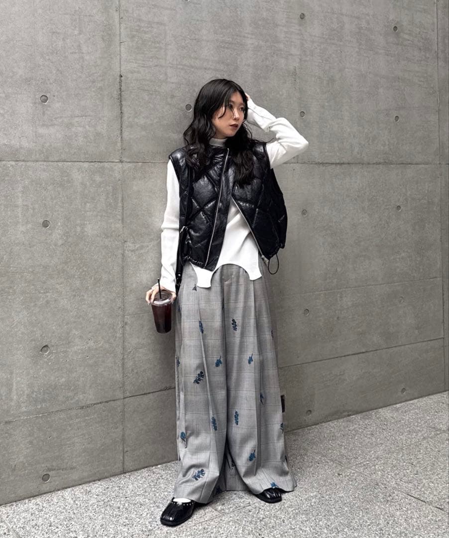 パンツ ameri vintage CHECK FLOWER PLEATS PANTS