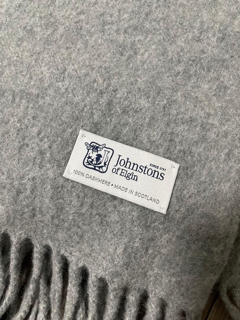 Johnstons of Elgin 大判カシミヤストール ライトグレー
