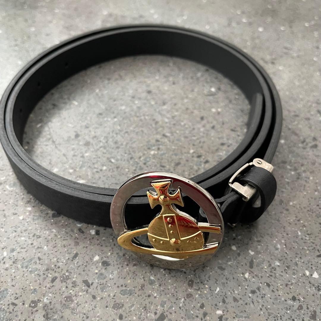 【Vivienne Westwood】オーブ　レザー　ベルト　黒　極美品