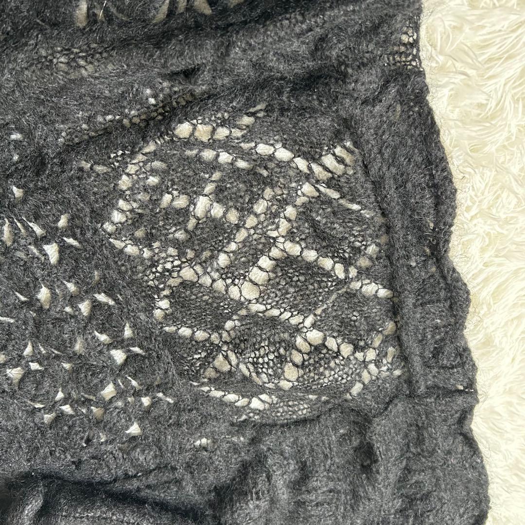 美品✨トリコ コムデギャルソン ウール柄編みニットストール フリンジAD2004