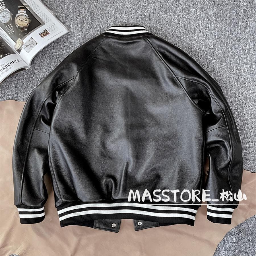 美品 スタジャン ストリートファッション牛革 中綿レザージャケット S-6XL