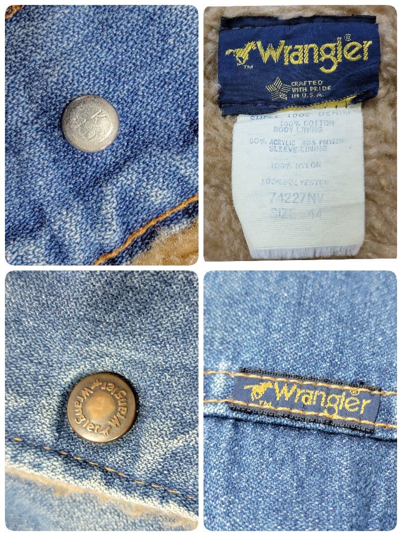 馬タグ 80S ラングラー Wrangler 裏ボア 襟コーズ デニムジャケット