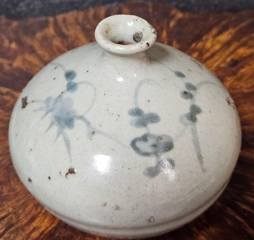 江戸時代中期～後期 古伊万里 染付 松竹梅の図 油壺 花入れ 化粧道具