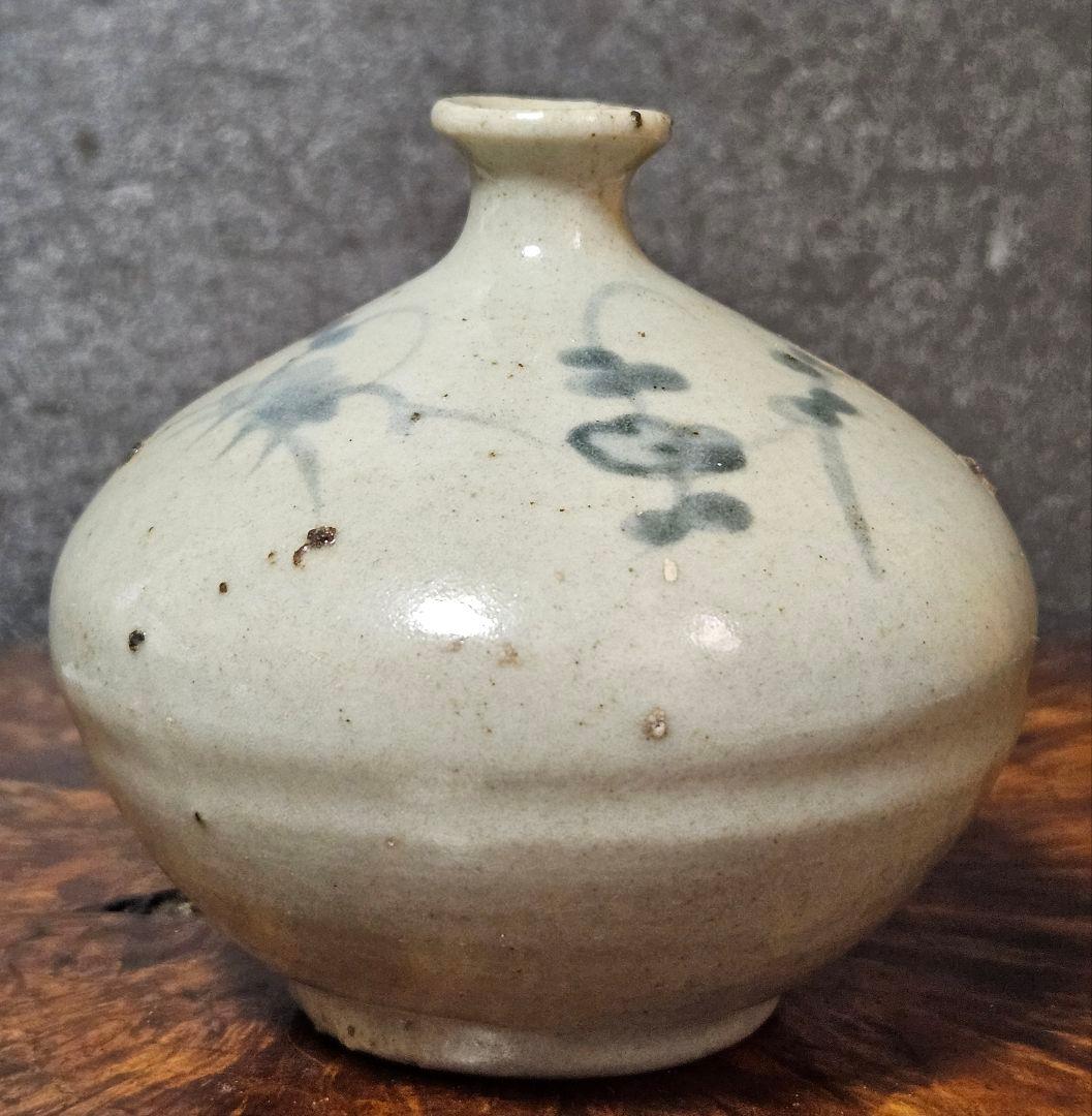 江戸時代中期～後期 古伊万里 染付 松竹梅の図 油壺 花入れ 化粧