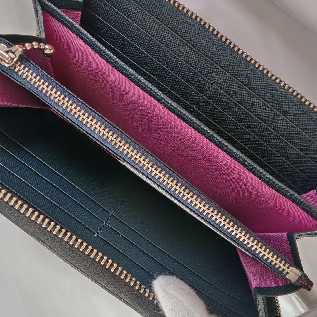 極美品　A.D.M.J. クロコ型押し THE Bee ラウンドジップ 長財布