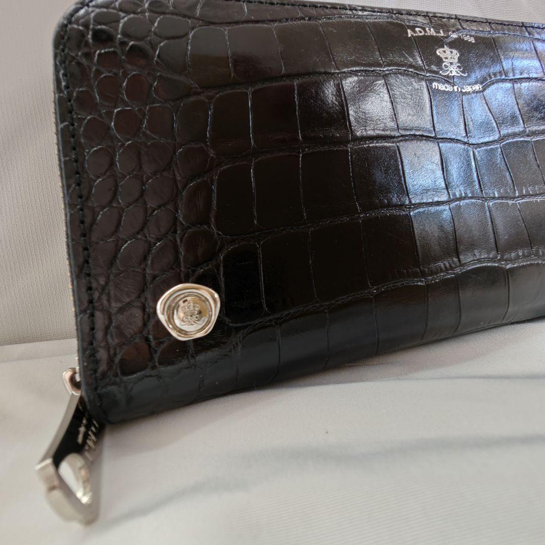 極美品　A.D.M.J. クロコ型押し THE Bee ラウンドジップ 長財布