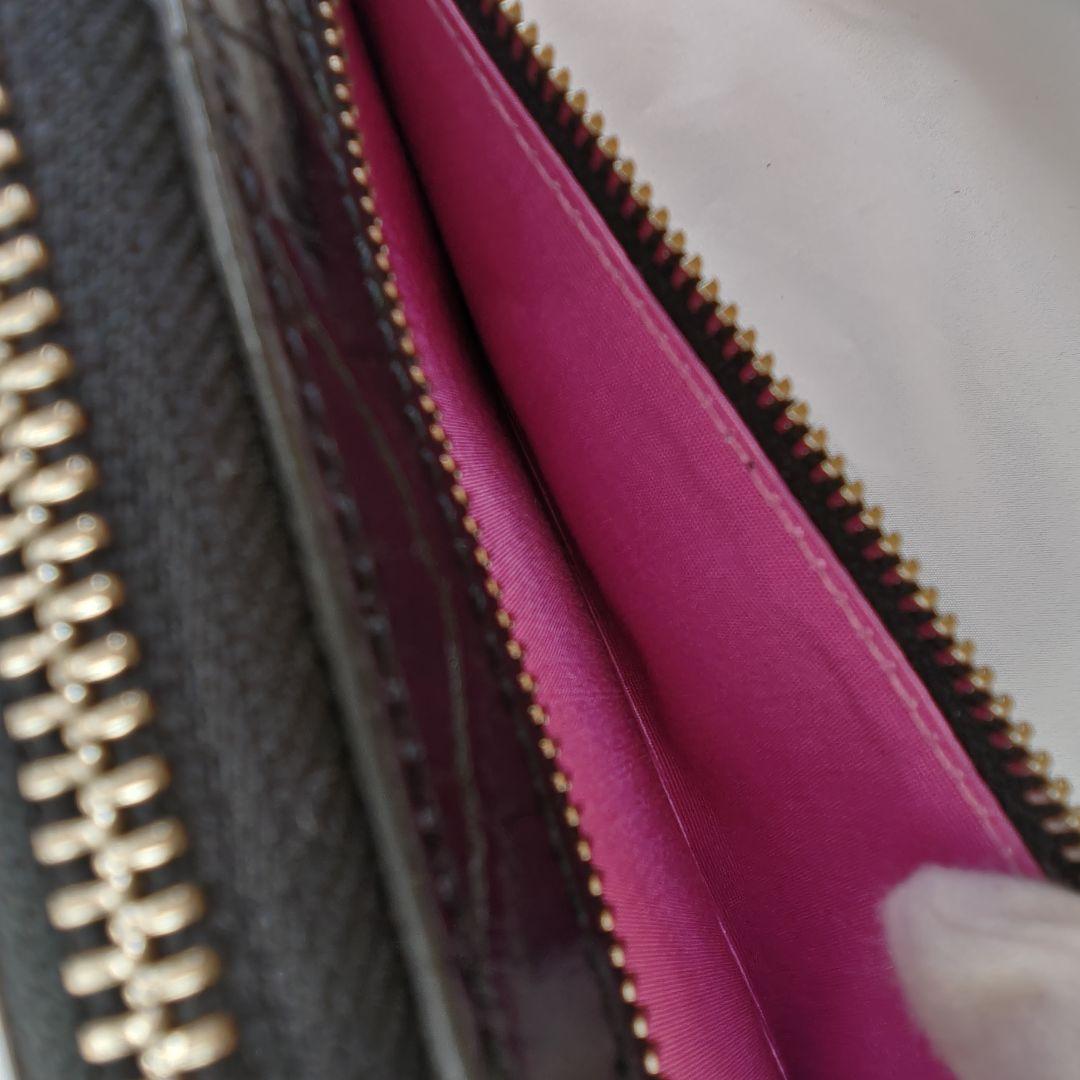 極美品　A.D.M.J. クロコ型押し THE Bee ラウンドジップ 長財布