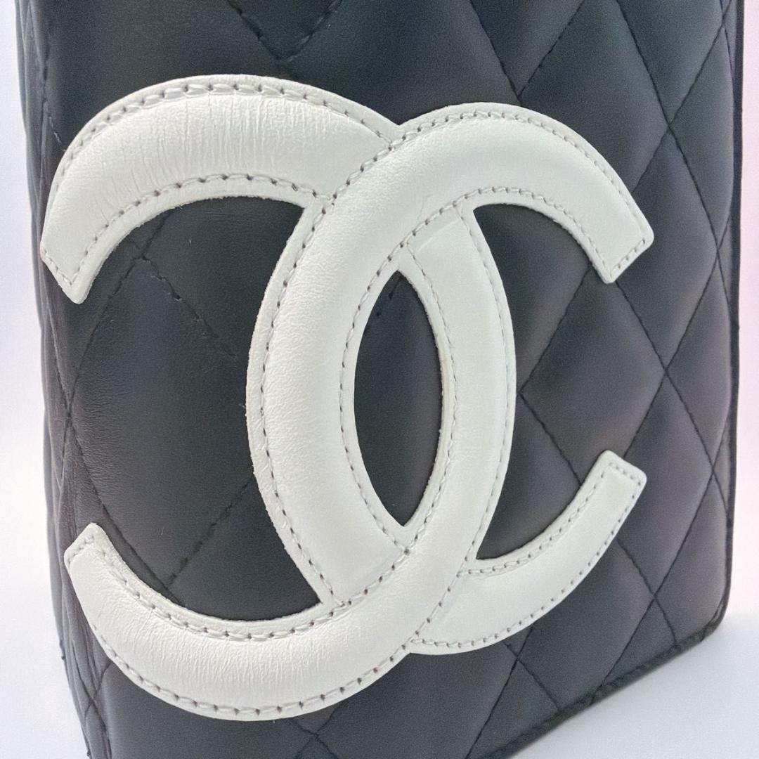 シャネル カンボンライン ロングウォレット ココマーク ブラックxピンク 長財布