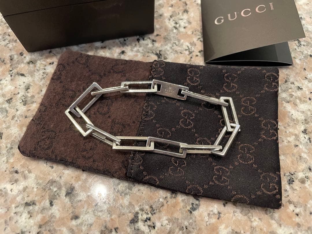 週末セール✮【GUCCI】スクエアリンクチェーンブレスレット silver925