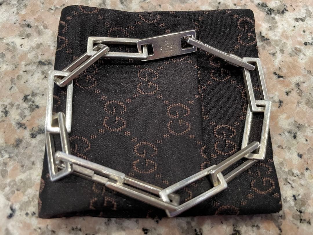 週末セール✮【GUCCI】スクエアリンクチェーンブレスレット silver925