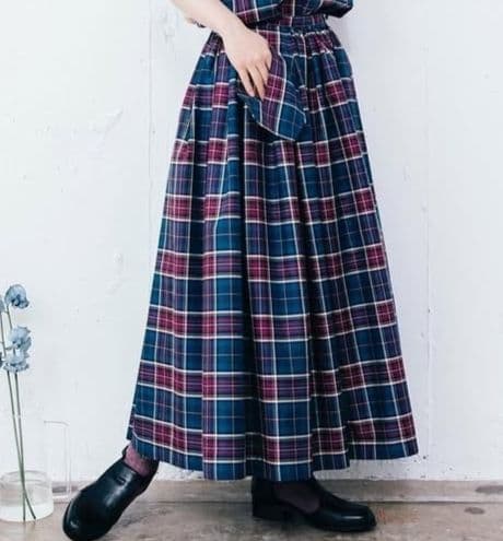 マダマダ madder madder チェック柄プリーツスカート