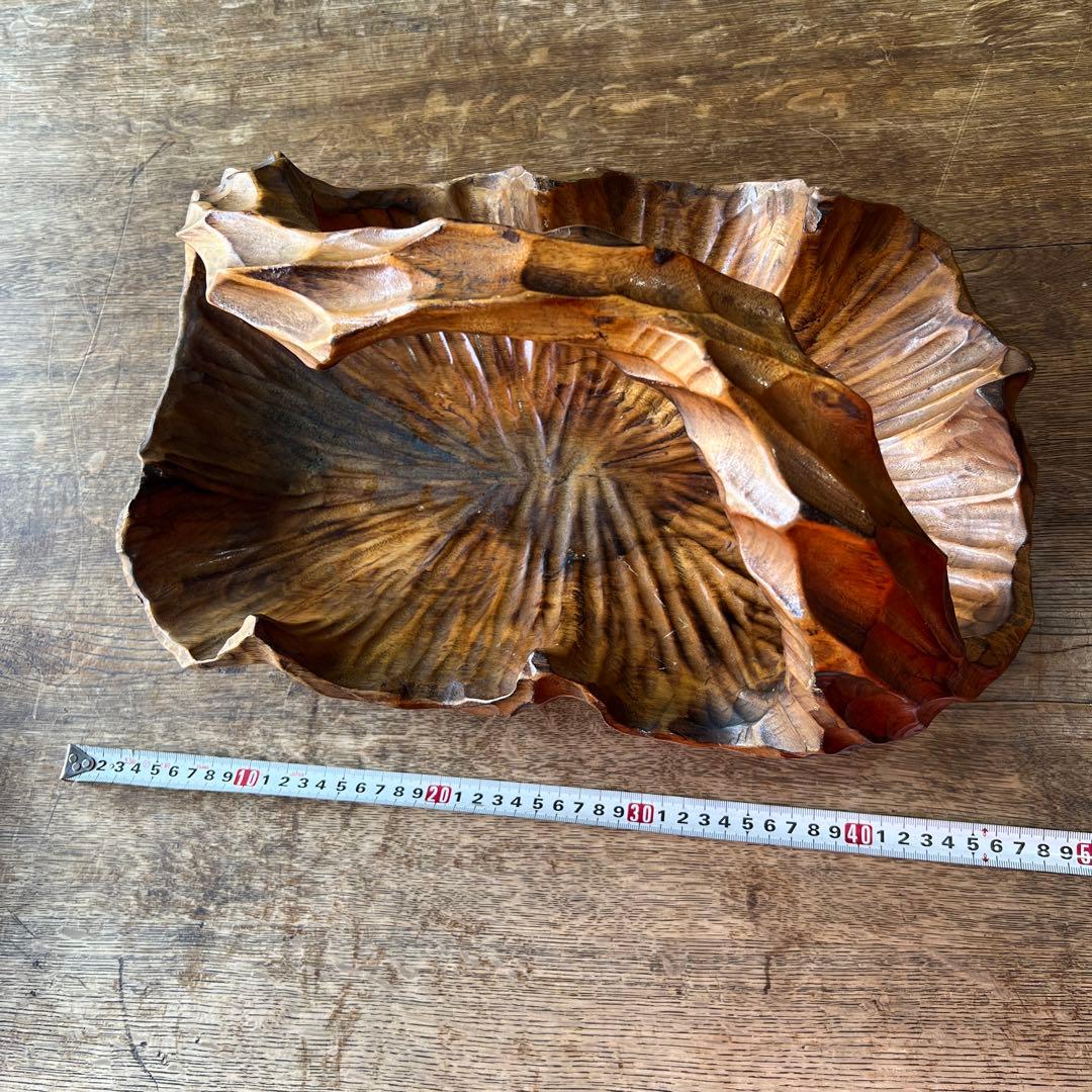 ヴィンテージ木製 バスケット 天然木 木彫り 木籠 オブジェ インテリア