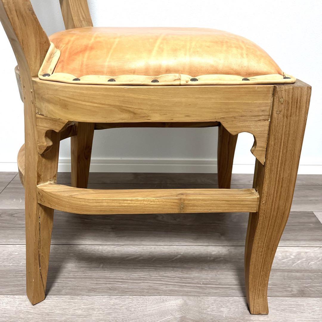 TEAK & LEATHER DINIG CHAIR②