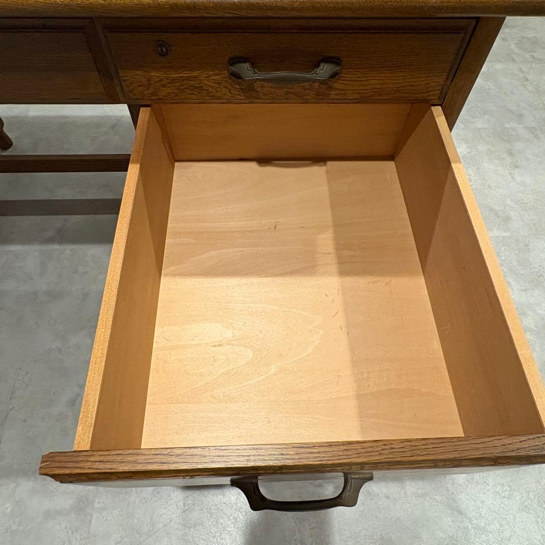 浜本工芸 片袖机 ナラ材 クラシック 書斎机 学習机 パソコンデスク オーク材