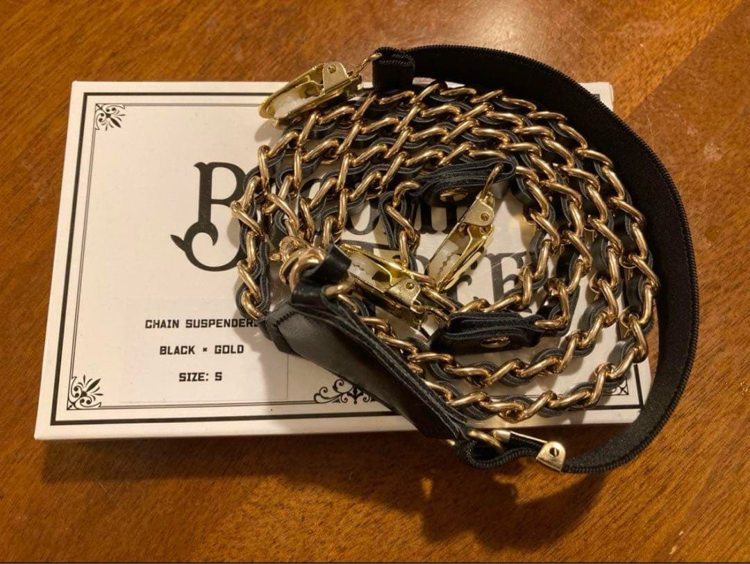 BECOME TREE ビカムツリー チェーンサスペンダー ブラック×ゴールド