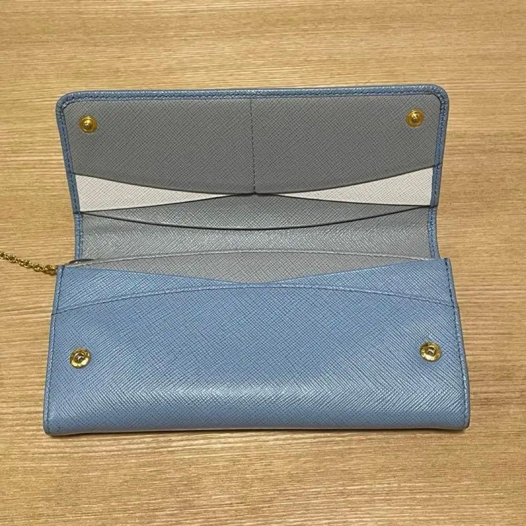 PRADA ライトブルー 長財布 カードケース付き
