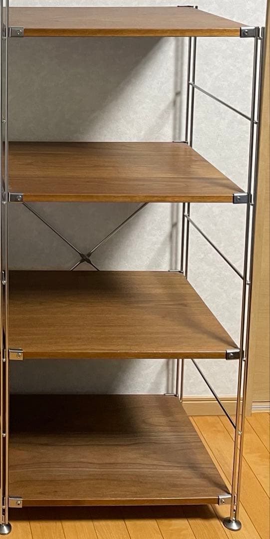 【美品】【パーツ】ステンレスユニットシェルフ　ウォールナット材棚セット　中