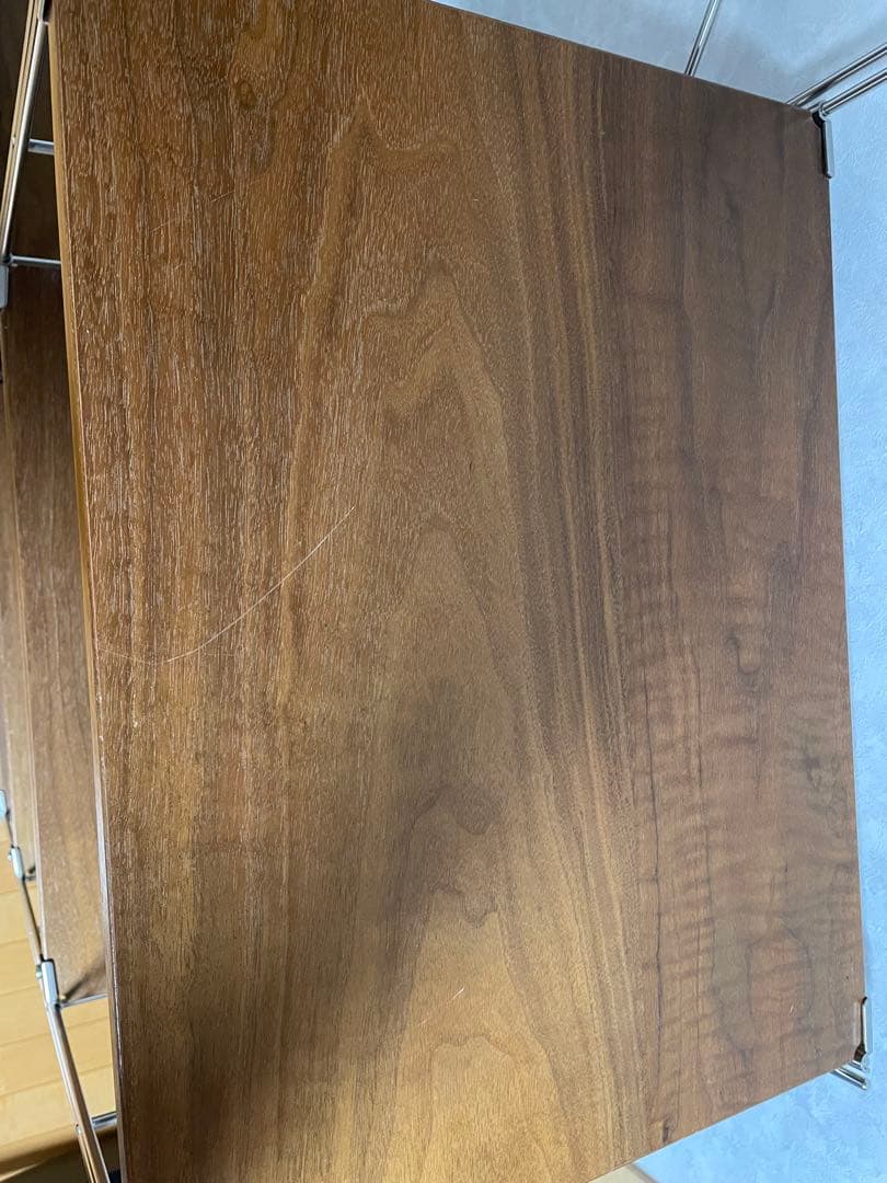 【美品】【パーツ】ステンレスユニットシェルフ　ウォールナット材棚セット　中