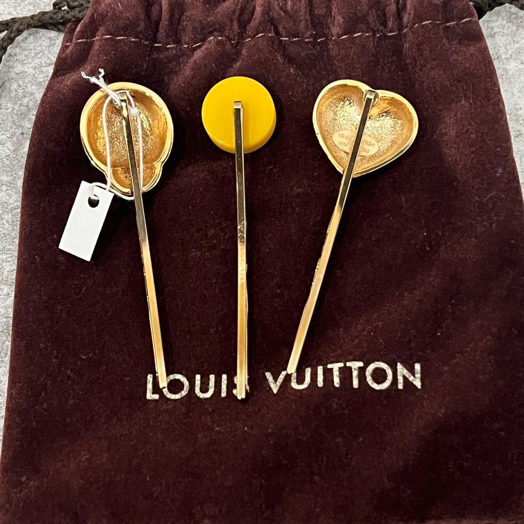 美品 ルイヴィトン ヘアピン 3本セット てんとう虫 ハート M92349