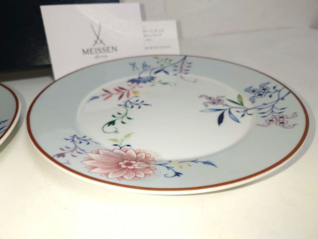 マイセンMEISSENオタフク100周年記念プレートペア お多福 ブルー