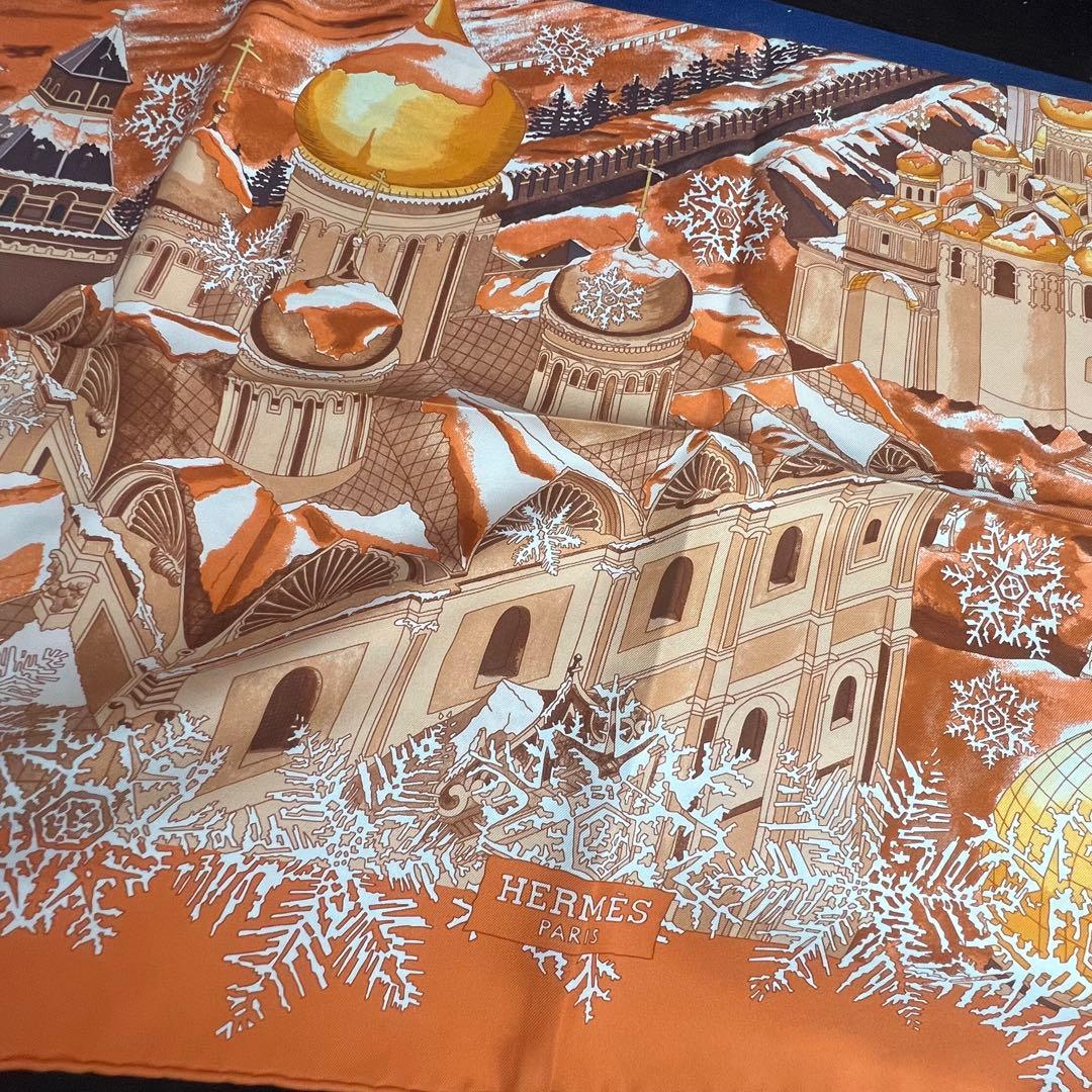 HERMES シルクスカーフ オレンジ モスクワ