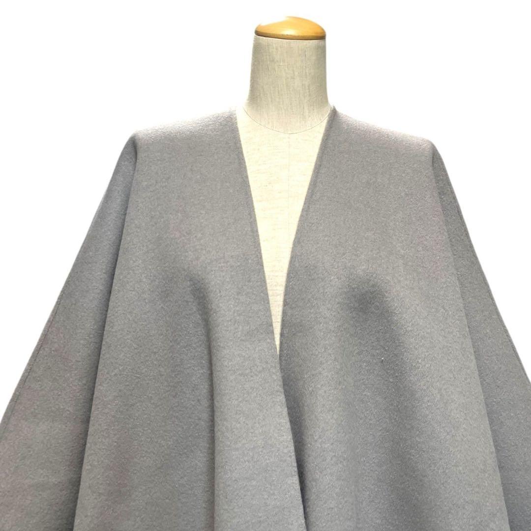 美品☆Diagram☆フォックスファー ウールポンチョ グレー フリーサイズ