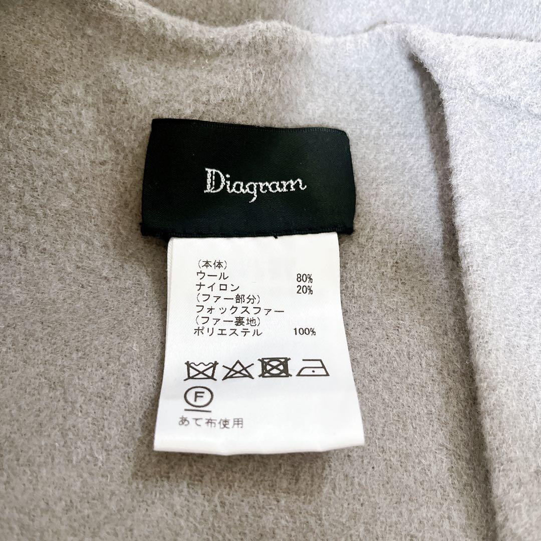 美品☆Diagram☆フォックスファー ウールポンチョ グレー フリーサイズ