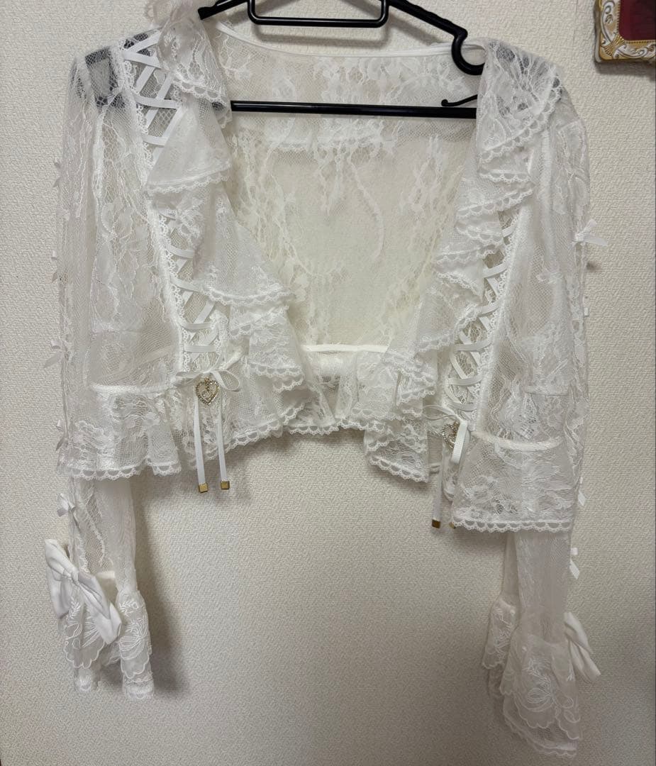 公*o様 lizlisa ローズリボンシフォンワンピース　フリルレースボレロカー