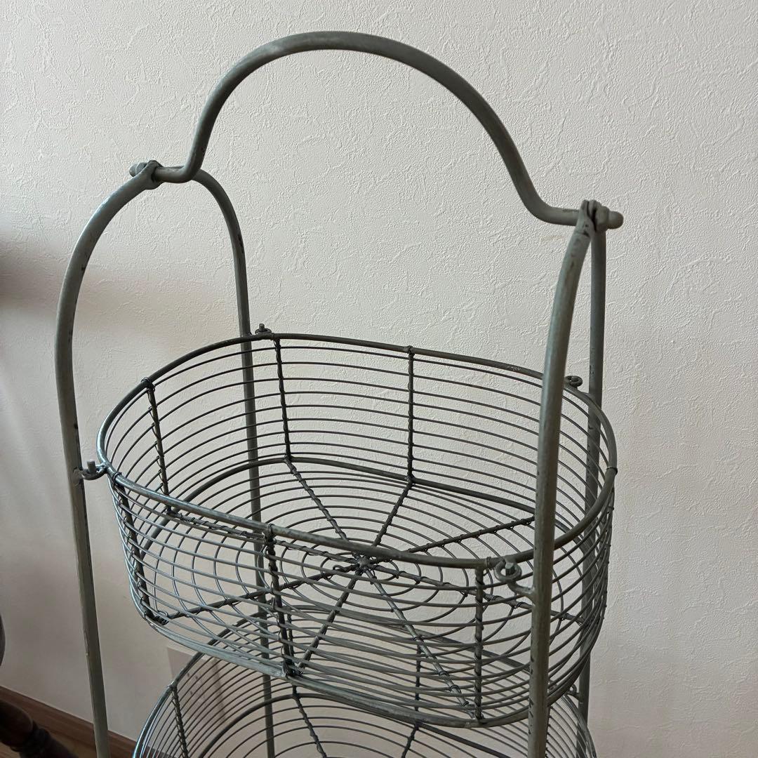 店舗什器　３段　カゴ　ラック　 アンティーク