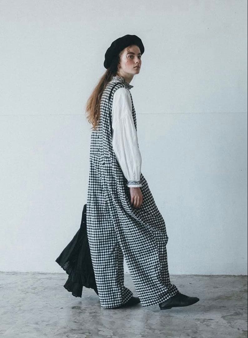 新品未使用 2024 ネストローブnest robeギンガムチェックサロペット