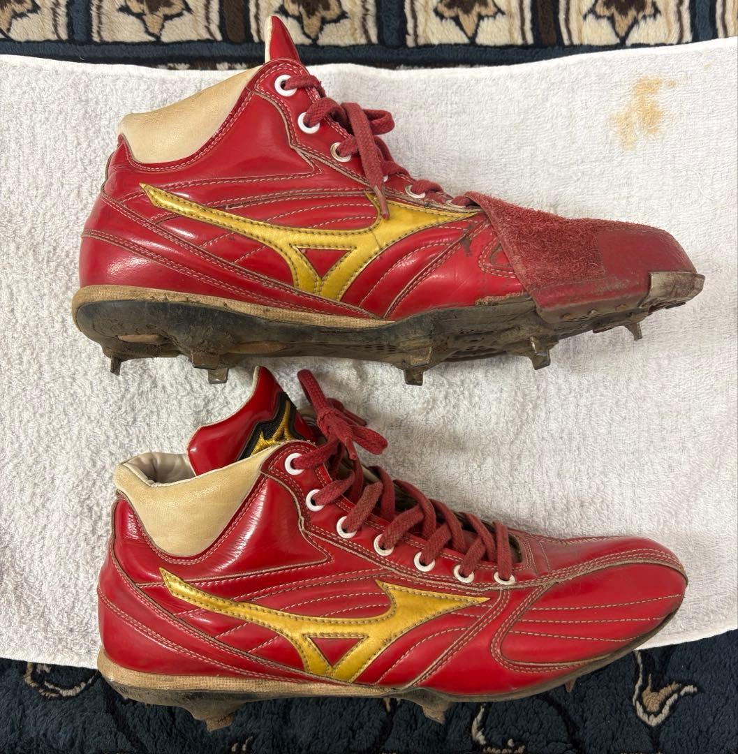 【黄金騎士テンテン】ミズノプロオーダースパイク赤/黄 26.5cm