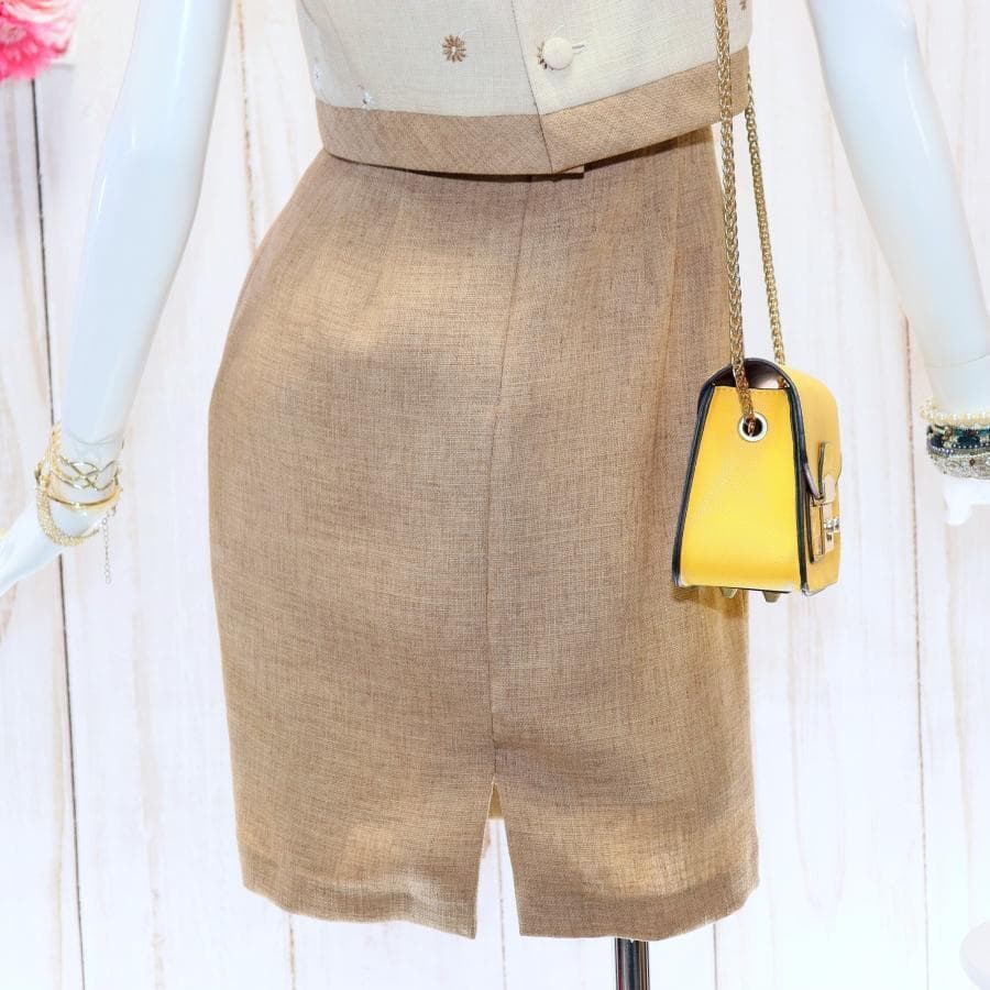 エムズグレイシー 花柄刺繍ワンピース M バイカラー ブラウン くるみボタン