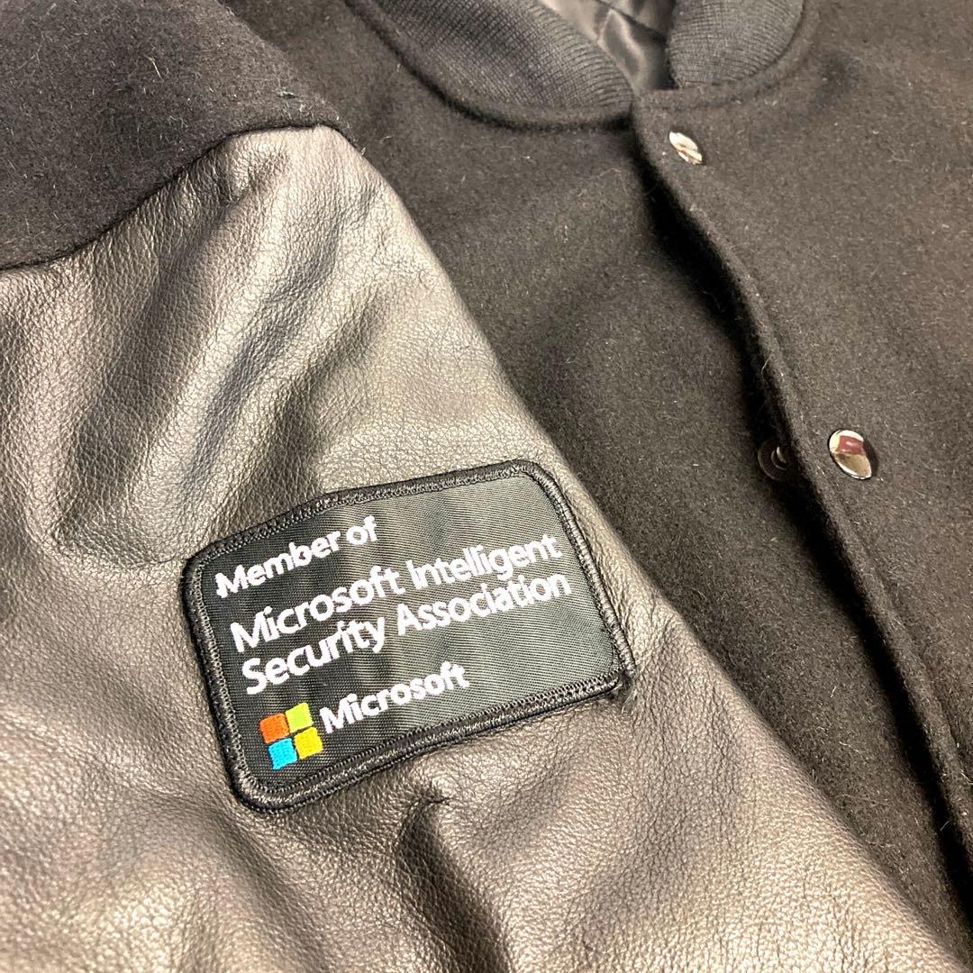 希少】Microsoft マイクロソフト スタジャン 企業ロゴ 黒 L
