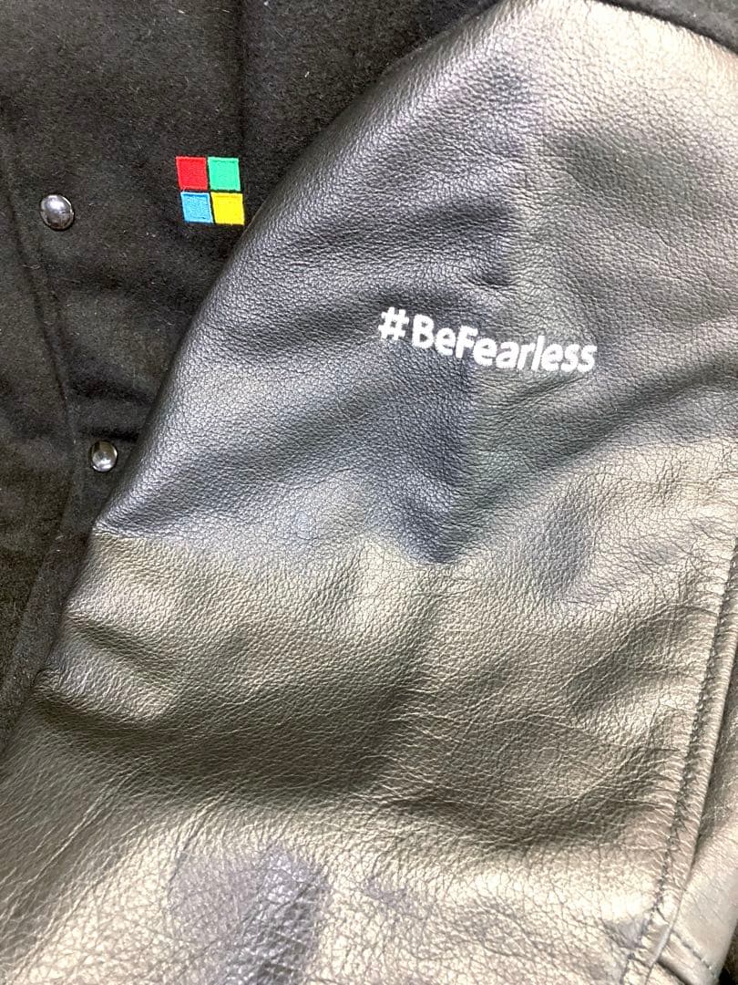 希少】Microsoft マイクロソフト スタジャン 企業ロゴ 黒 L