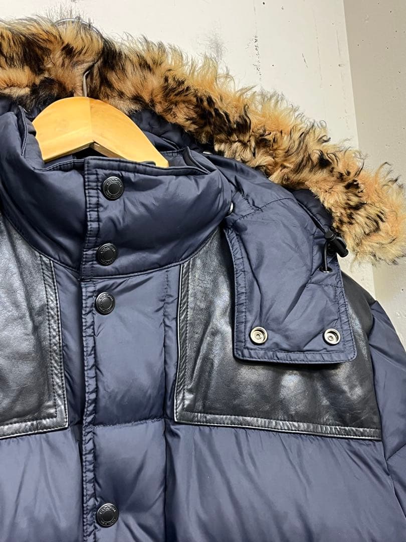 COACH コーチ レザー切り替え ダウンジャケット 紺 M メンズ - メルカリ