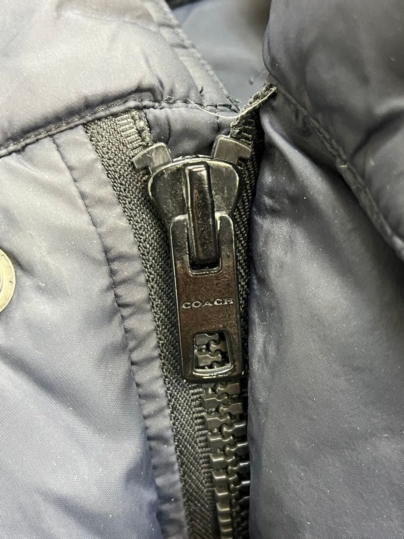 COACH コーチ レザー切り替え ダウンジャケット 紺 M メンズ - メルカリ
