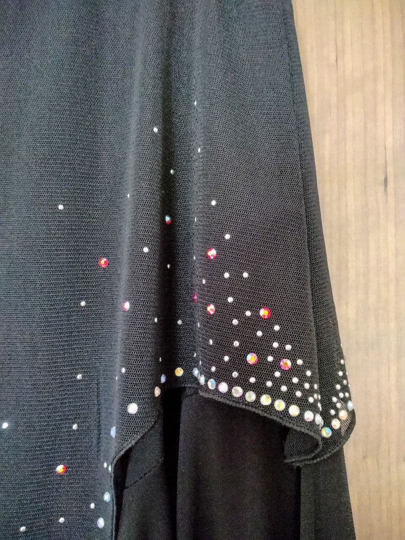 社交ダンス用ビーズ装飾フレアスカート